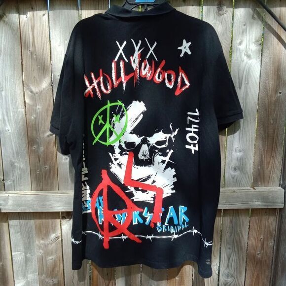 Rockstar original 3XL collar shirt black graffiti grunge men's - Picture 2 of 7